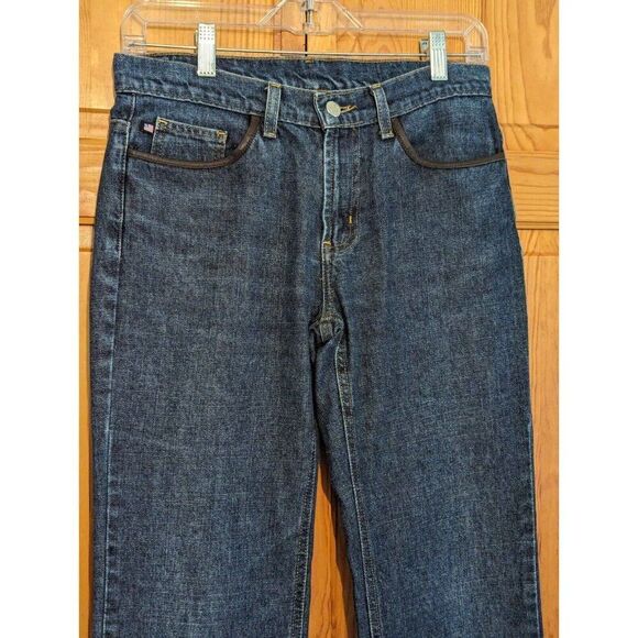 Polo Ralph Lauren Women's Bootcut Jeans Leather Trim Size 4 - Picture 2 of 14